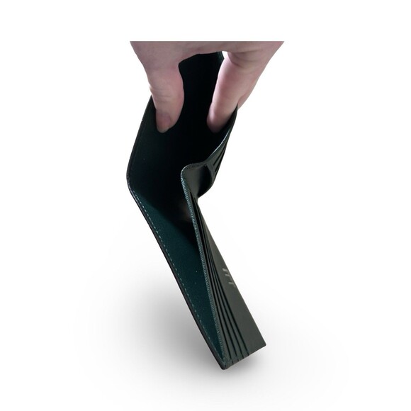 DUNHILL Bi-fold billing Club line brown mahogany green enamel leather Authentic - Picture 8 of 12